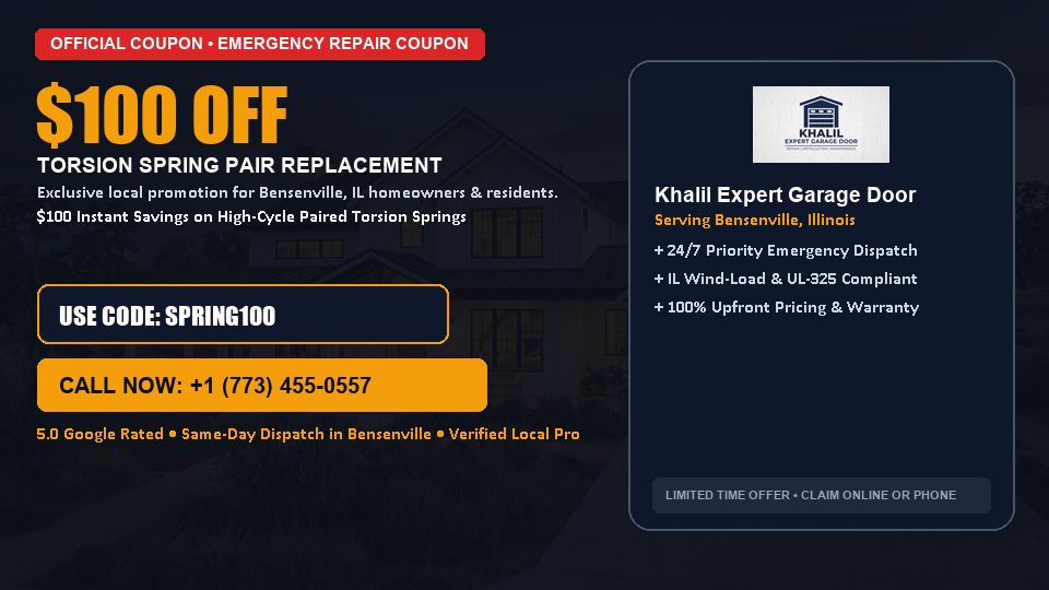 Khalil Expert Garage Door $100 OFF Dual Torsion Spring Replacement