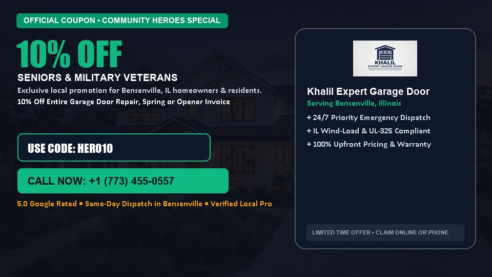 Khalil Expert Garage Door 10% OFF Seniors & Military Veterans in Bensenville, IL